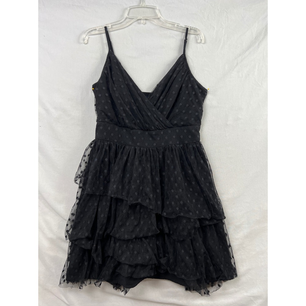 Abercrombie & Fitch Mini Dress Womens Small Black Swiss Dot Tiered Ruffle Mesh